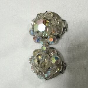 Circle clip on jewel silver earrings